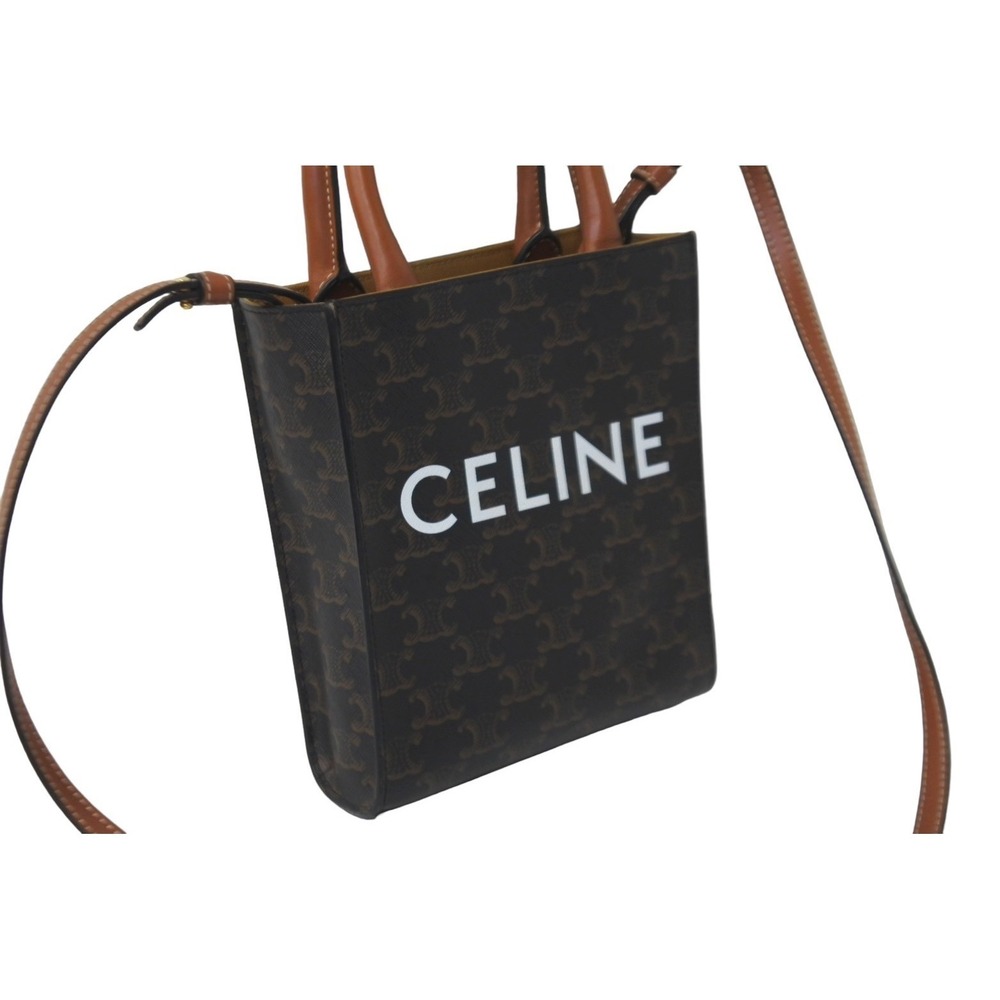 CELINE Vertical Triomphe Canvas Handbag Logo - Picture 4 of 9